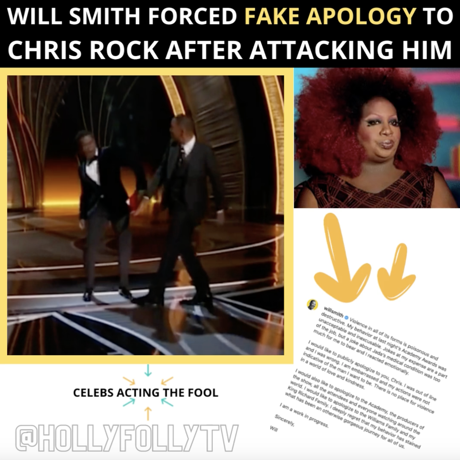 Will Smith Posted A Forced Fake Apology On His Instagram Page After Slapping Chris Rock At The Oscars Over GI Jane Joke About Jada